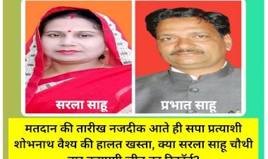 मतदान की तारीख नजदीक आते ही सपा प्रत्याशी शोभनाथ वैश्य की हालत खस्ता • क्या सरला साहू चौथी बार बनायेंगी जीत का रिकॉर्ड?  • भाजपा प्रत्याशी सरला साहू चौथी बार रिकॉड मतों से जीत का दावा • सपा प्रत्याशी के मुंगेरी लाल के हसीन सपने, पढ़ें पूरी खबर