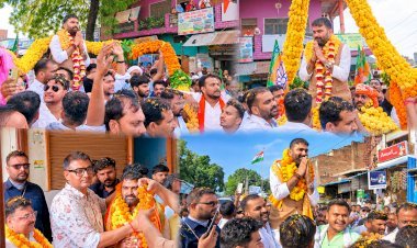 51 किलो की माला, बुलडोजर से पुष्पवर्षा… दिनेश राठौर के स्वागत में दिखा जबरदस्त उत्साह